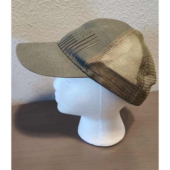 HIGHLAND TACTICAL USA FLAG ADJUSTABLE SNAPBACK TRUCKER/MESH HAT/CAP OLIVE - Picture 5 of 16